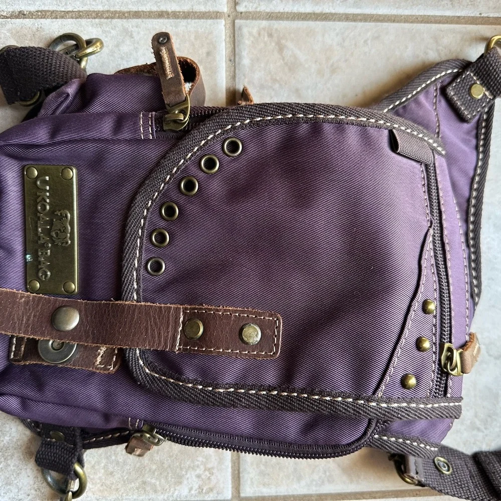 Purple Canvas Crossbody Sling Bag - Picture 3 of 15
